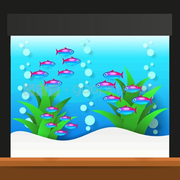 水族箱中的奇異淡水魚 卡通世界的奇幻生物